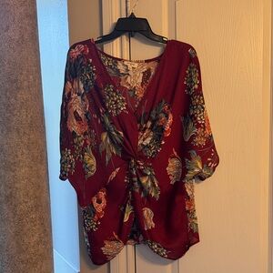 Umgee Burgundy Floral Blouse